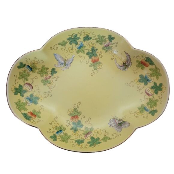 Vintage Andrea by‎ Sadek 9642 Floral Pumpkin Butterfly Yellow serving dish Japan - Picture 1 of 6